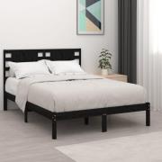 vidaXL Sängram svart massiv furu 140x190 cm