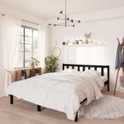 vidaXL Sängram svart massiv furu 140x190 cm