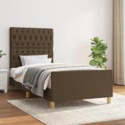 vidaXL Sängram utan madrass mörkbrun 90x190 cm tyg