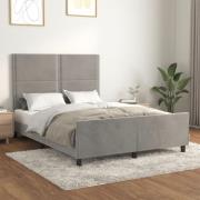 vidaXL Sängram utan madrass ljusgrå 140x200 cm sammet