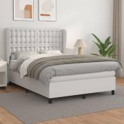 vidaXL Ramsäng med madrass vit 140x200 cm konstläder