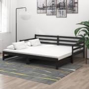 vidaXL Dagbädd svart massiv furu 2x(90x200) cm