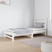 vidaXL Utdragbar dagbädd vit 2x(90x190) cm massiv furu