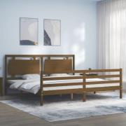 vidaXL Sängram med huvudgavel honungsbrun 200x200 cm massivt trä