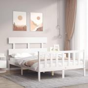 vidaXL Sängram utan madrass vit 120x200 cm massiv furu
