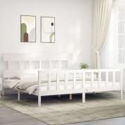 vidaXL Sängram utan madrass vit 200x200 cm massiv furu