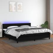 vidaXL Ramsäng med madrass & LED svart 200x200 cm tyg