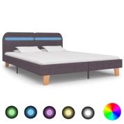 vidaXL Sängram med LEDs utan madrass taupe tyg 180x200 cm