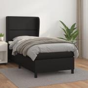 vidaXL Ramsäng med madrass svart 90x200 cm konstläder