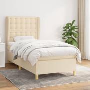 vidaXL Ramsäng med madrass gräddvit 100x200 cm tyg