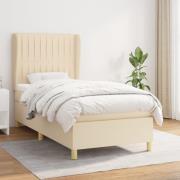 vidaXL Ramsäng med madrass gräddvit 90x190 cm tyg