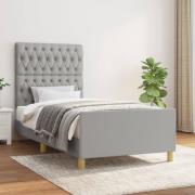 vidaXL Sängram utan madrass ljusgrå 90x200 cm tyg