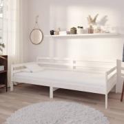 vidaXL Dagbädd med madrass 90x200 cm vit massiv furu
