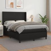 vidaXL Ramsäng med madrass svart 140x200 cm konstläder