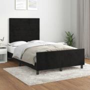 vidaXL Sängram utan madrass svart 120x200 cm sammet