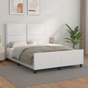 vidaXL Sängram med huvudgavel vit 140x190 cm konstläder