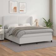 vidaXL Ramsäng med madrass vit 160x200 cm konstläder