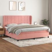 vidaXL Ramsäng med madrass rosa 200x200 cm sammet