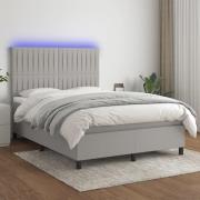 vidaXL Ramsäng med madrass & LED ljusgrå 140x200 cm tyg