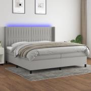 vidaXL Ramsäng med madrass & LED ljusgrå 200x200 cm tyg