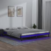vidaXL Sängram LED grå 120x190 cm massivt trä