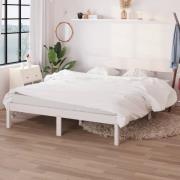 vidaXL Sängram vit massiv furu 160x200 cm
