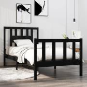 vidaXL Sängram svart massiv furu 75x190 cm