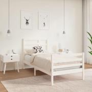 vidaXL Sängram vit massivt trä 75x190 cm