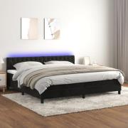 vidaXL Ramsäng med madrass & LED svart 200x200 cm sammet