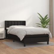 vidaXL Ramsäng med madrass svart 90x190 cm konstläder