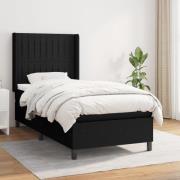vidaXL Ramsäng med madrass svart 90x200 cm tyg