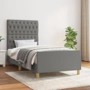 vidaXL Sängram utan madrass mörkgrå 90x200 cm tyg