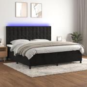 vidaXL Ramsäng med madrass & LED svart 200x200 cm sammet