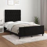 vidaXL Sängram utan madrass svart 120x200 cm sammet