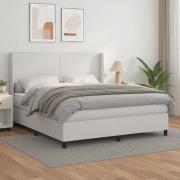 vidaXL Ramsäng med madrass vit 180x200 cm konstläder
