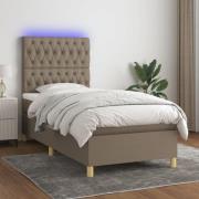 vidaXL Ramsäng med madrass & LED taupe 90x190 cm tyg