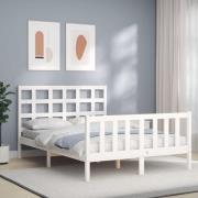 vidaXL Sängram utan madrass vit 140x190 cm massiv furu