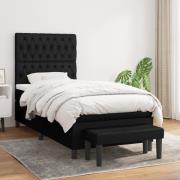 vidaXL Ramsäng med madrass svart 100x200 cm tyg