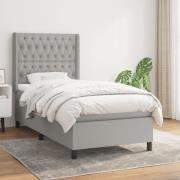 vidaXL Ramsäng med madrass ljusgrå 90x190 cm tyg