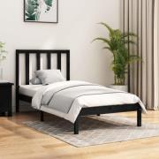 vidaXL Sängram svart massiv furu 75x190 cm
