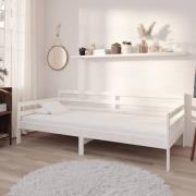 vidaXL Dagbädd med madrass 90x200 cm vit massiv furu