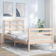 vidaXL Sängram med huvudgavel 100x200 cm massivt trä