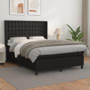 vidaXL Ramsäng med madrass svart 140x200 cm konstläder