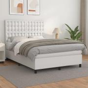vidaXL Ramsäng med madrass vit 140x200 cm konstläder