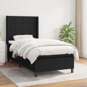 vidaXL Ramsäng med madrass svart 90x190 cm tyg