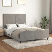 vidaXL Sängram utan madrass ljusgrå 140x190 cm sammet