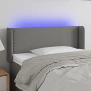 vidaXL Sänggavel LED mörkgrå 93x16x78/88 cm tyg