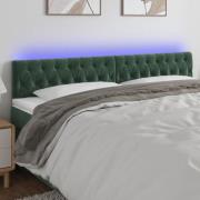 vidaXL Sänggavel LED mörkgrön 180x7x78/88 cm sammet