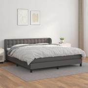 vidaXL Ramsäng med madrass grå 160x200 cm konstläder
