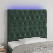 vidaXL Sänggavel LED mörkgrön 90x7x118/128 cm sammet